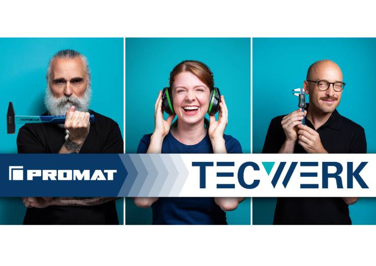 Banner mit TECWERK Models und dem Hinweis PROMAT wird TECWERK
