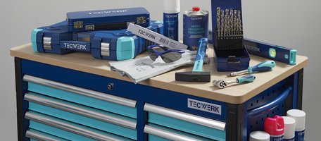 TECWERK Werkzeugwagen mit diversem Werkzeug und Zubehör